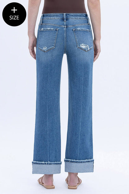 Lovervet Curvy Cuffed Ankle Slim Wide Jeans