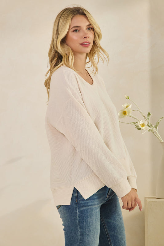 "Genie" Cloud Knit Side Slit Top