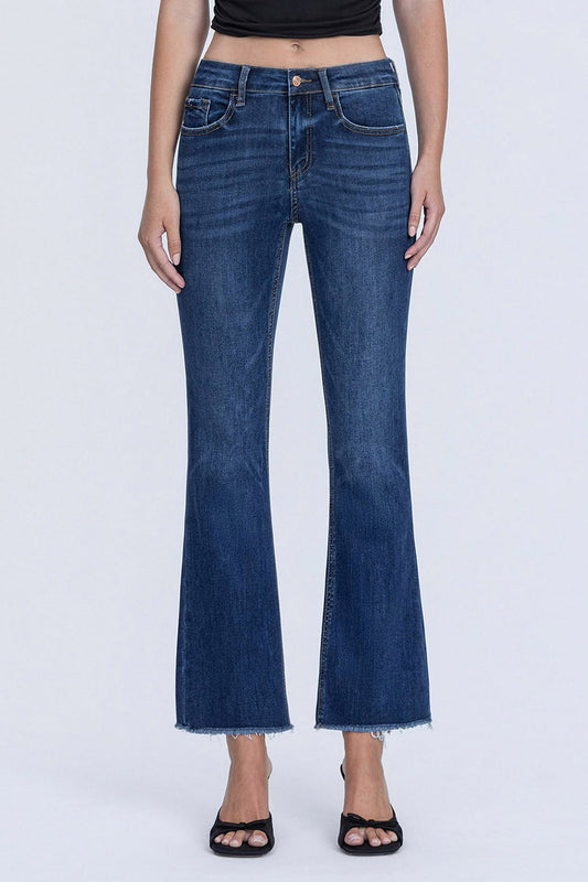 VERVET Mid Rise Raw Hem Kick Flare