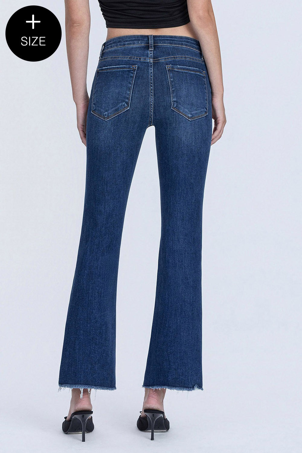 VERVET Mid Rise Raw Hem Kick Flare