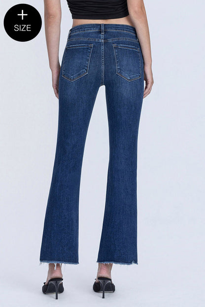 VERVET Mid Rise Raw Hem Kick Flare