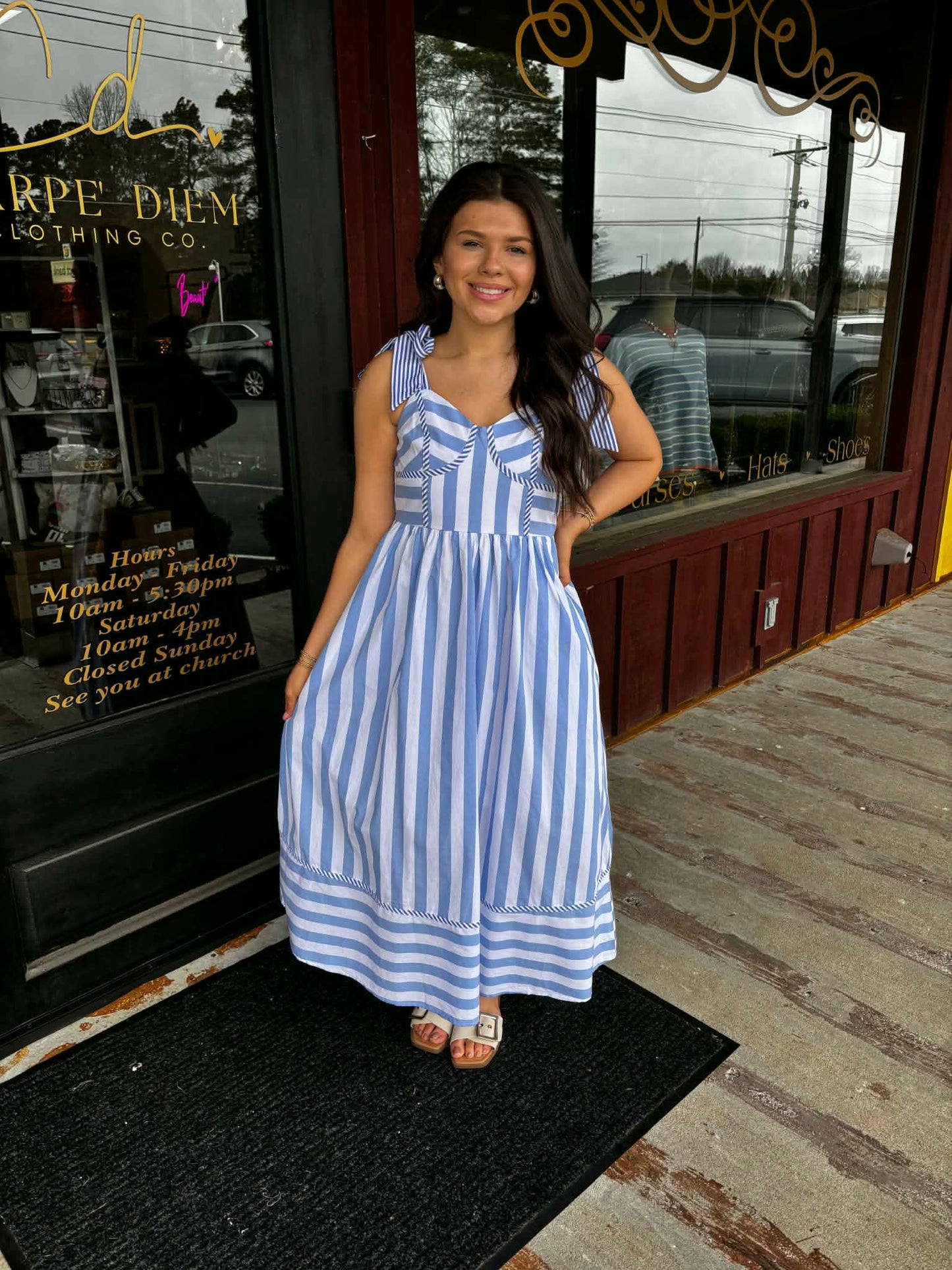 "Rachelle" Striped Midi Dress (Multiple Colors)