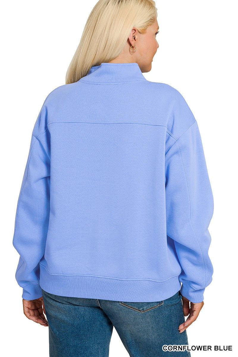 ZENANA Plus Fleece Half Zip Sweatshirt