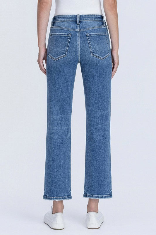 FLYING MONKEY High Rise Medium Wash Crop Straight Jeans