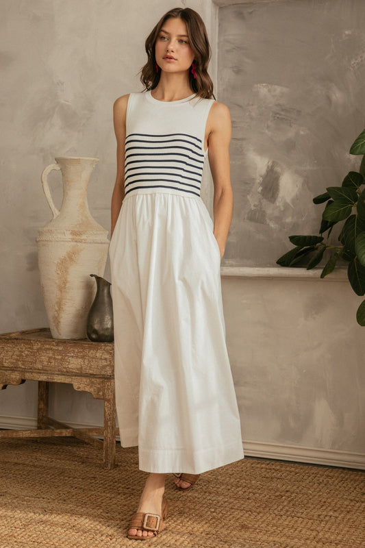 "Lake Like" Navy Striped Dress