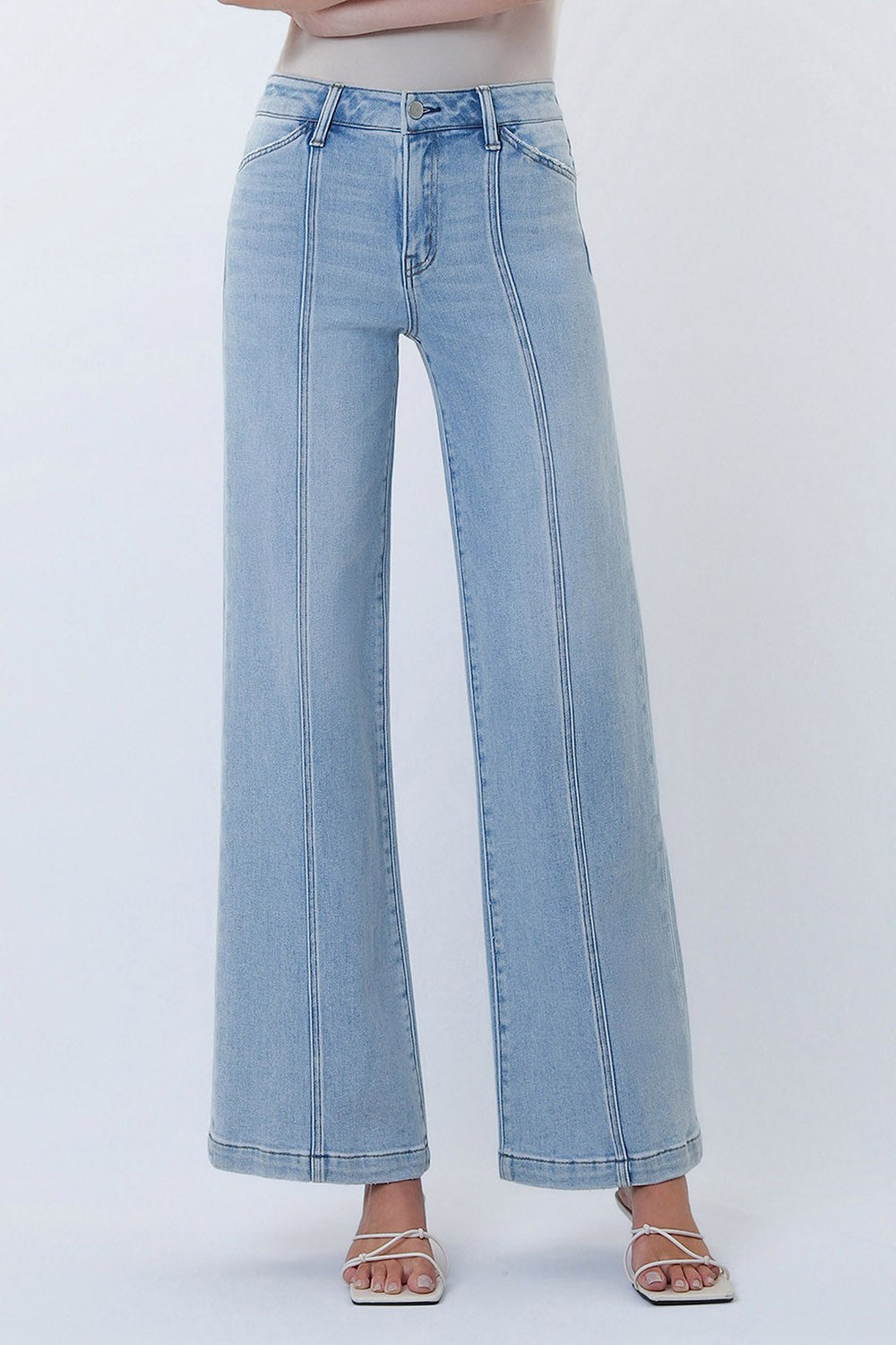 Vervet High Rise Seam Detail Light Wash Wide