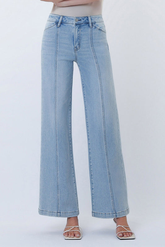 Vervet High Rise Seam Detail Light Wash Wide