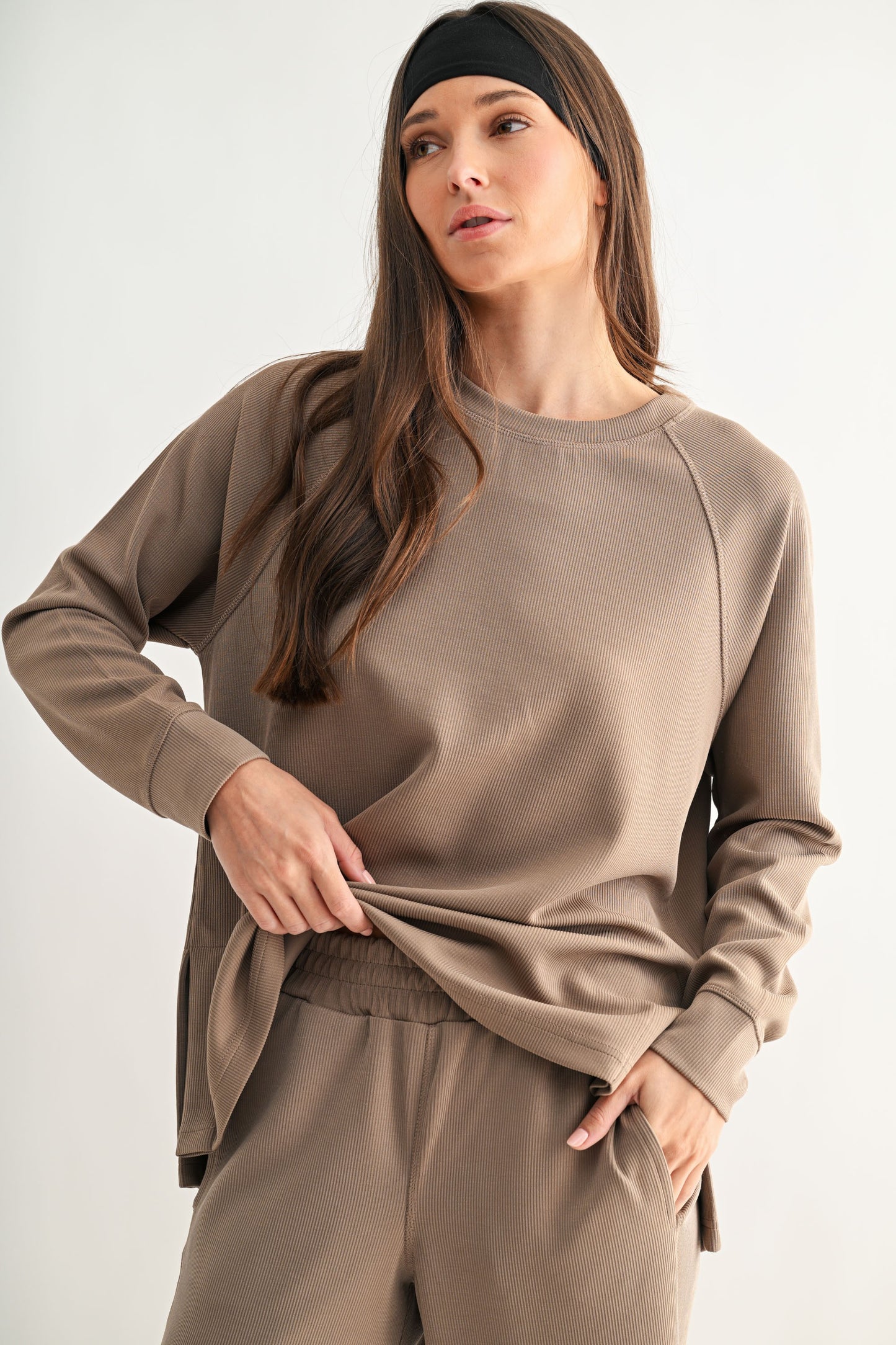 Luxe Sand Wash Rib Raglan Tee