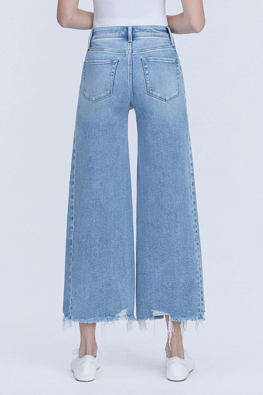 Vervet High Rise Medium Light Side Panel Crop Wide Jeans