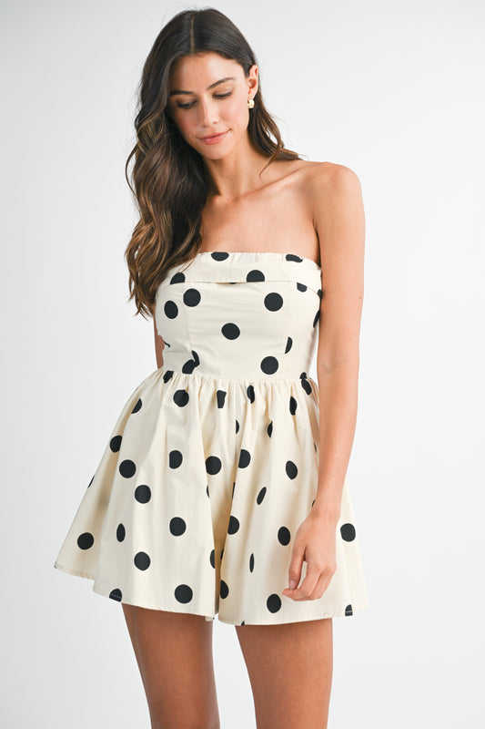 "Maci" Polka Dot Strapless Romper