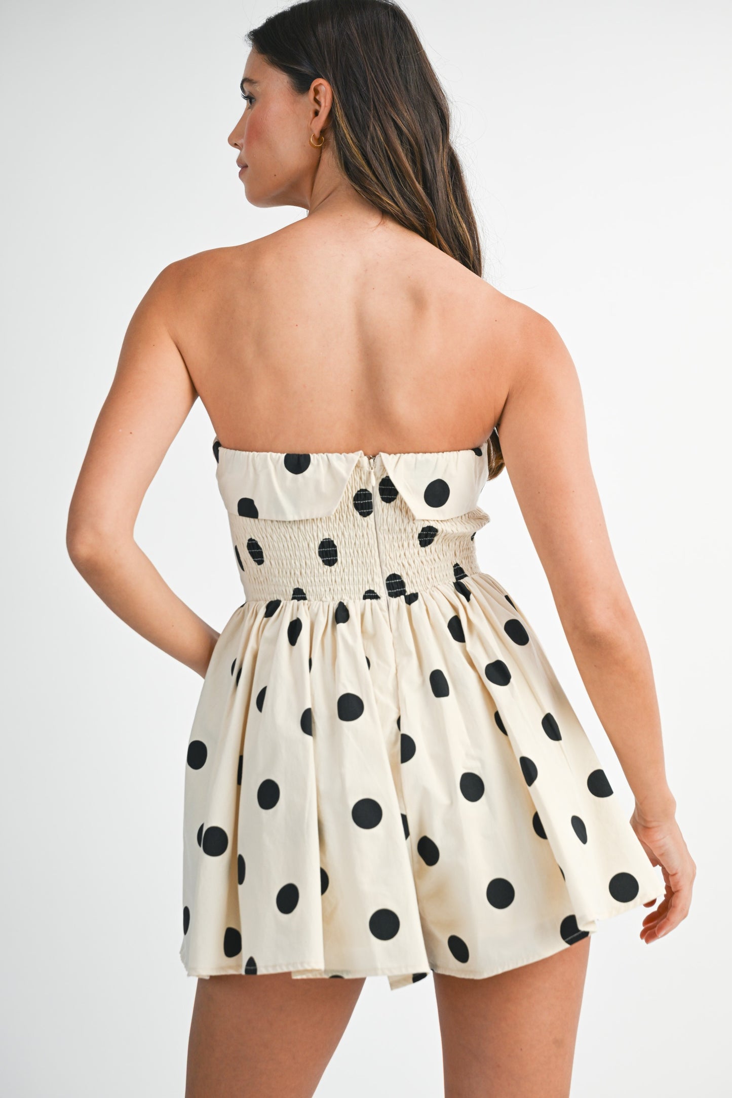 "Maci" Polka Dot Strapless Romper