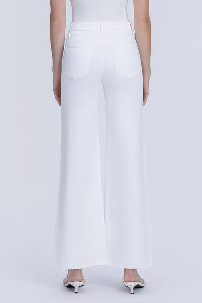 Vervet High Rise Stacked Waistband Optic White Wide Jeans