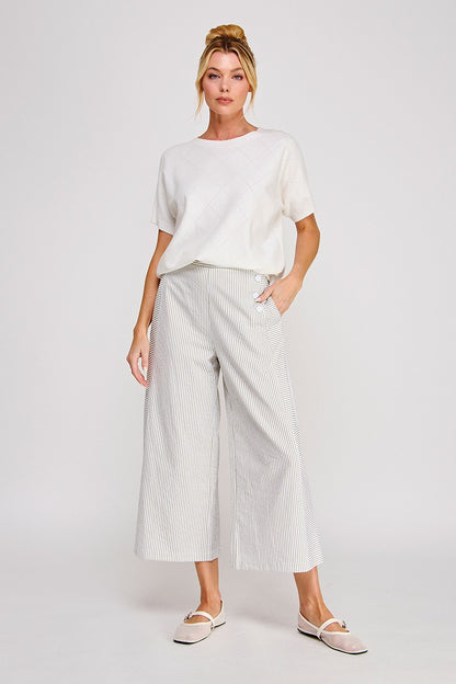 Airy Green Striped Seersucker Pant