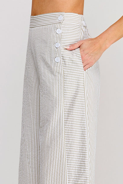 Airy Green Striped Seersucker Pant