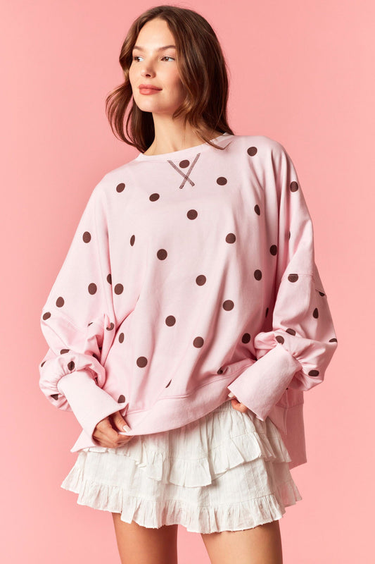 "Rivers" Oversized Polka Dot Sweatshirt