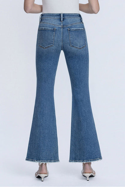 Lovervet Low Rise Medium Wash Patch Pocket Flare Jeans