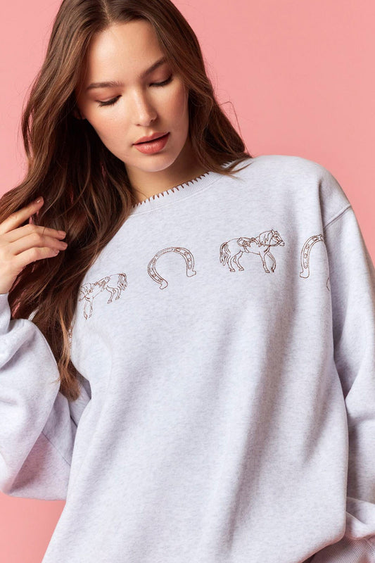 "Saddle Stitch" Embroidered Sweatshirt