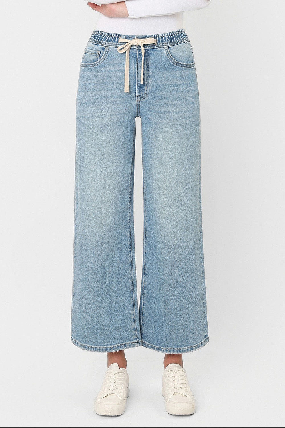 Vervet Super High Rise Elastic Waistband Crop Wide