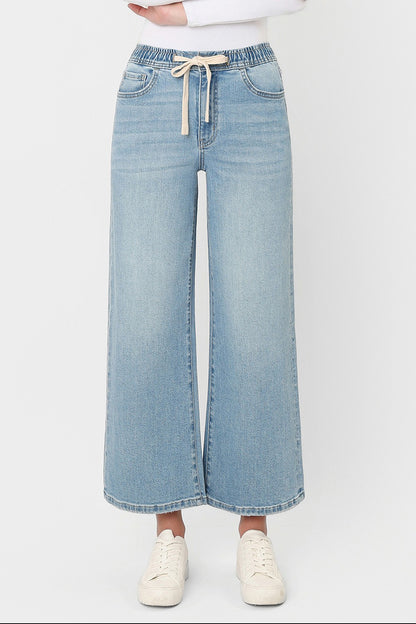 Vervet Super High Rise Elastic Waistband Crop Wide