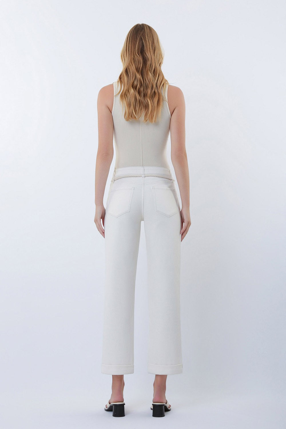Vervet High Rise Rope Cord Cuffed Baggy Boyfriend Jeans