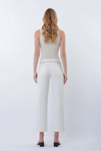 Vervet High Rise Rope Cord Cuffed Baggy Boyfriend Jeans