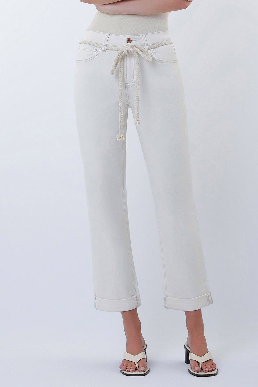 Vervet High Rise Rope Cord Cuffed Baggy Boyfriend Jeans