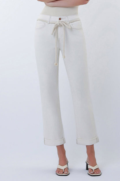 Vervet High Rise Rope Cord Cuffed Baggy Boyfriend Jeans