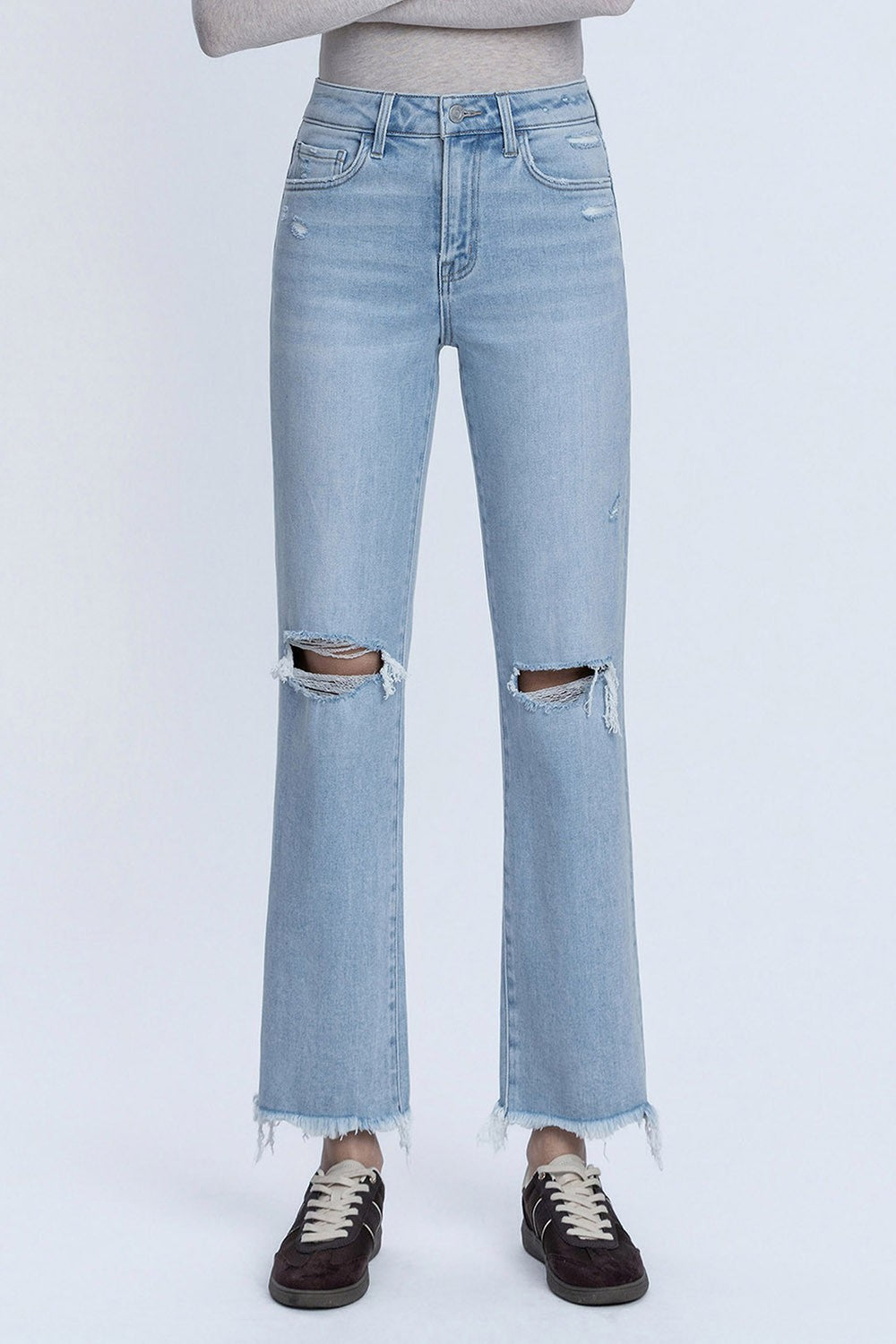 Vervet HIGH RISE DISTRESSED STRAIGHT JEANS