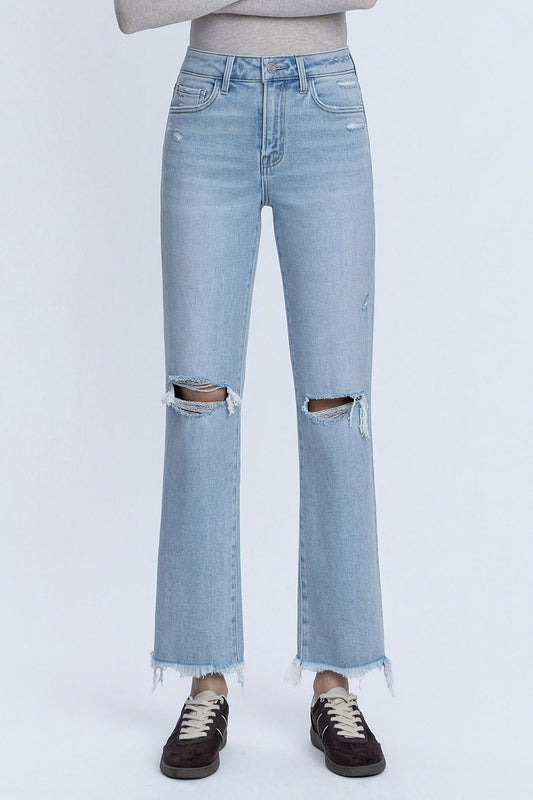 Vervet HIGH RISE DISTRESSED STRAIGHT JEANS
