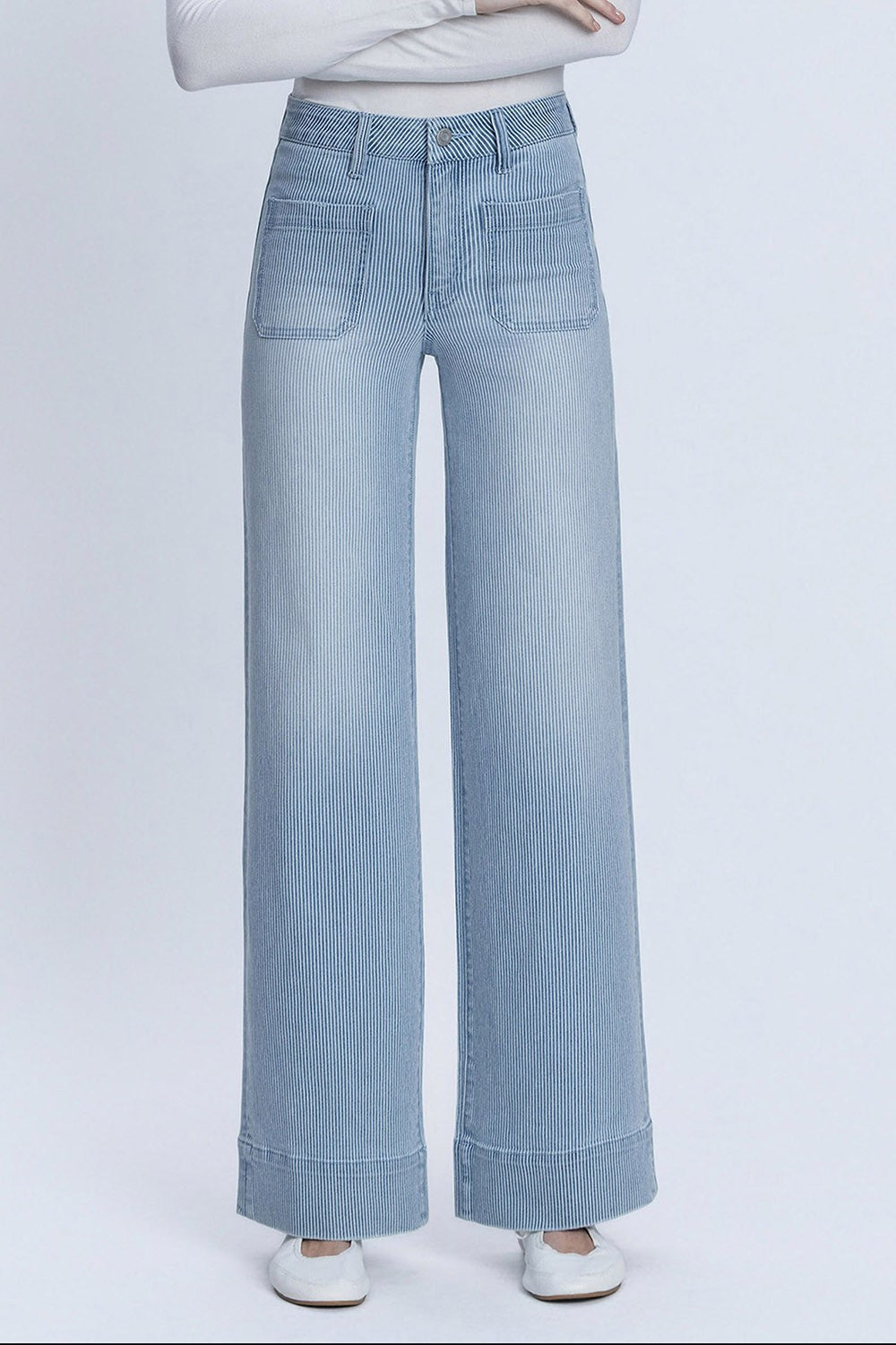 Vervet Patch Pocket Striped Wide Jeans