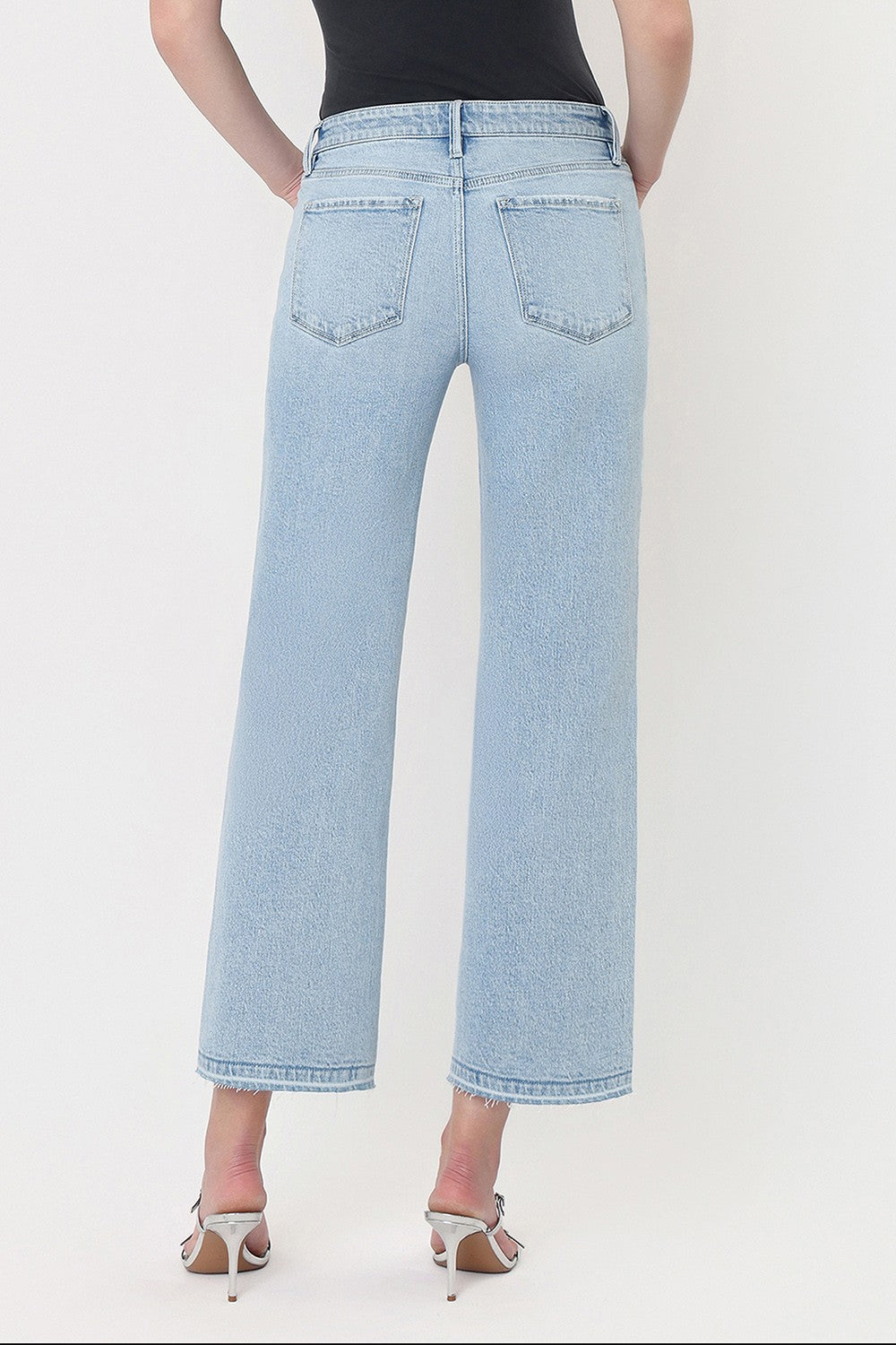 Vervet Mid Rise Light Wash Crop Slim Wide Jeans