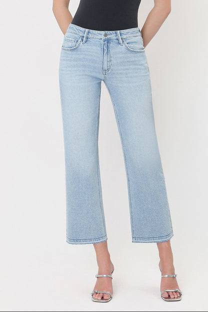 Vervet Mid Rise Light Wash Crop Slim Wide Jeans