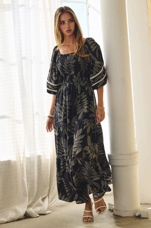 "Codi" Curvy Floral Printed Midi Dress