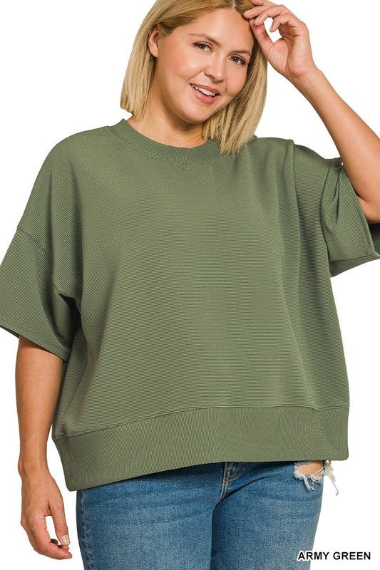 "Kelsey" Curvy Round Neck Banded Tee