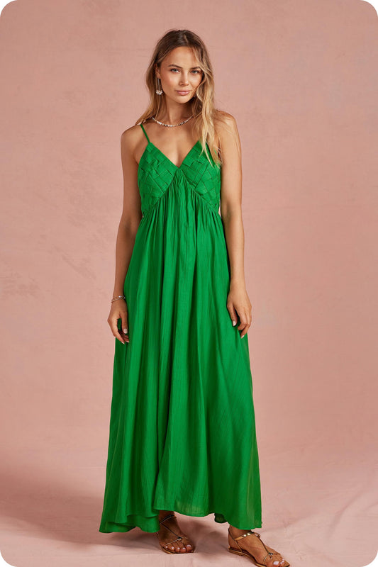 "Stephanie" Woven Lattice Maxi Dress
