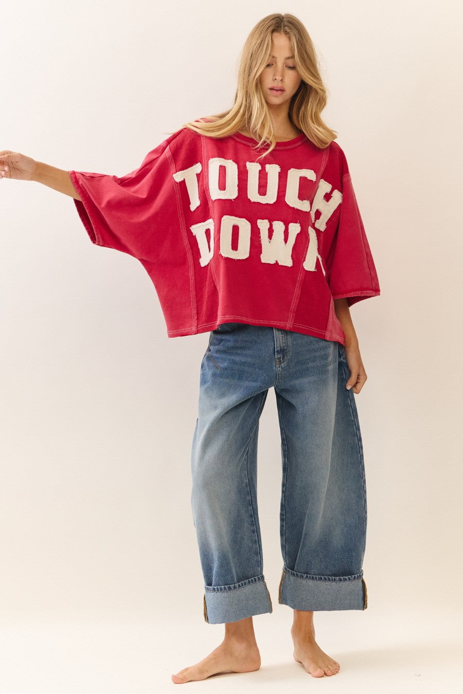 "TD" Patchwork Oversized Varsity Tee
