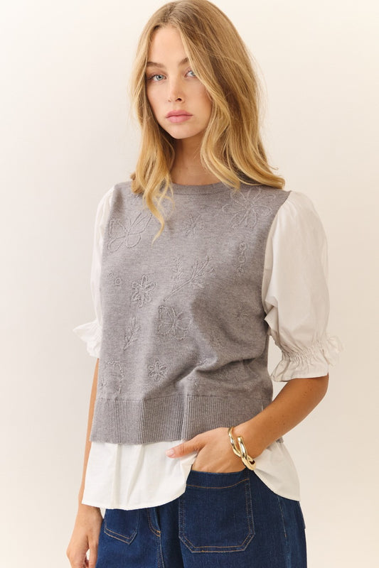 "Dolly" Layered sweater vest Curvy Top