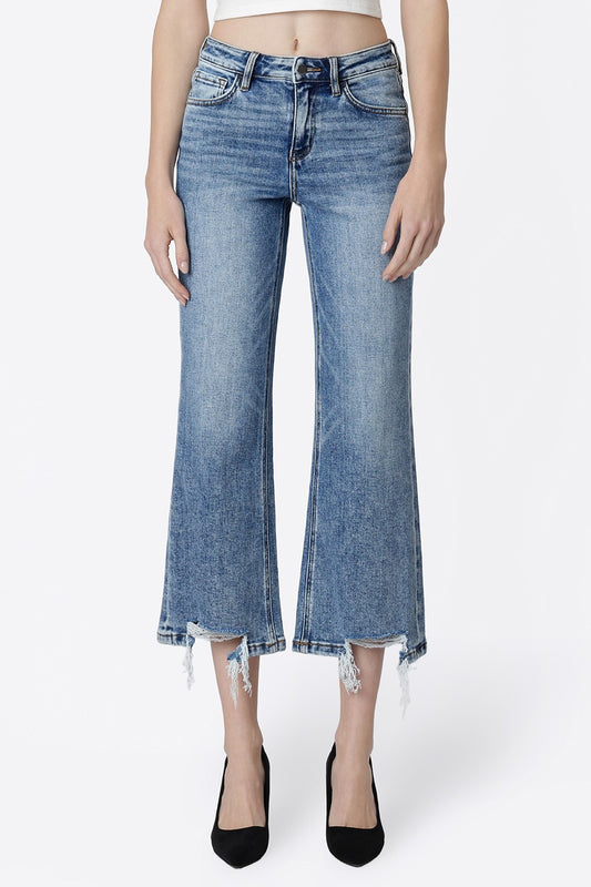Flying Monkey Mid Rise Crop Vintage Flare Jeans