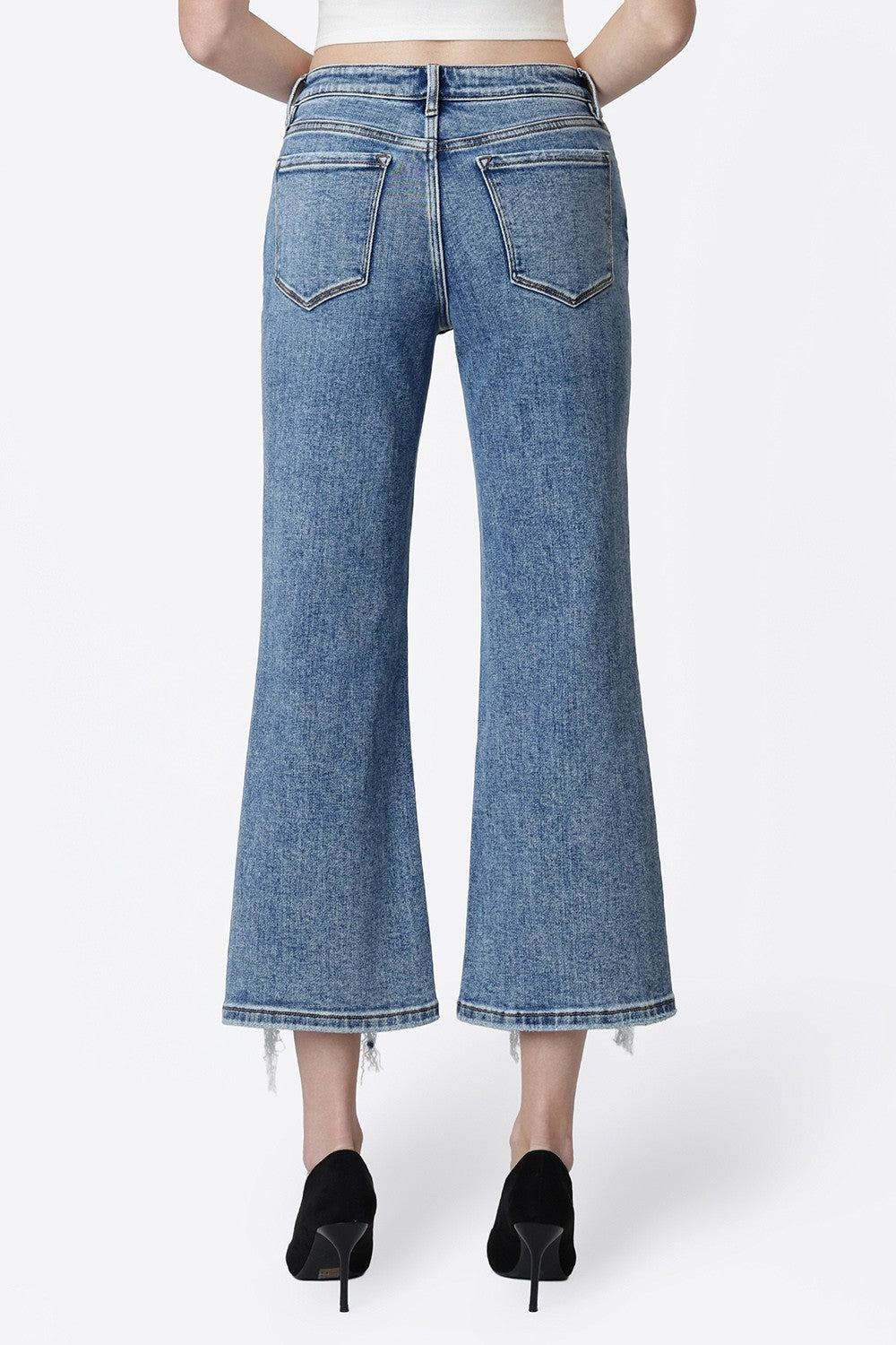 Flying Monkey Mid Rise Crop Vintage Flare Jeans
