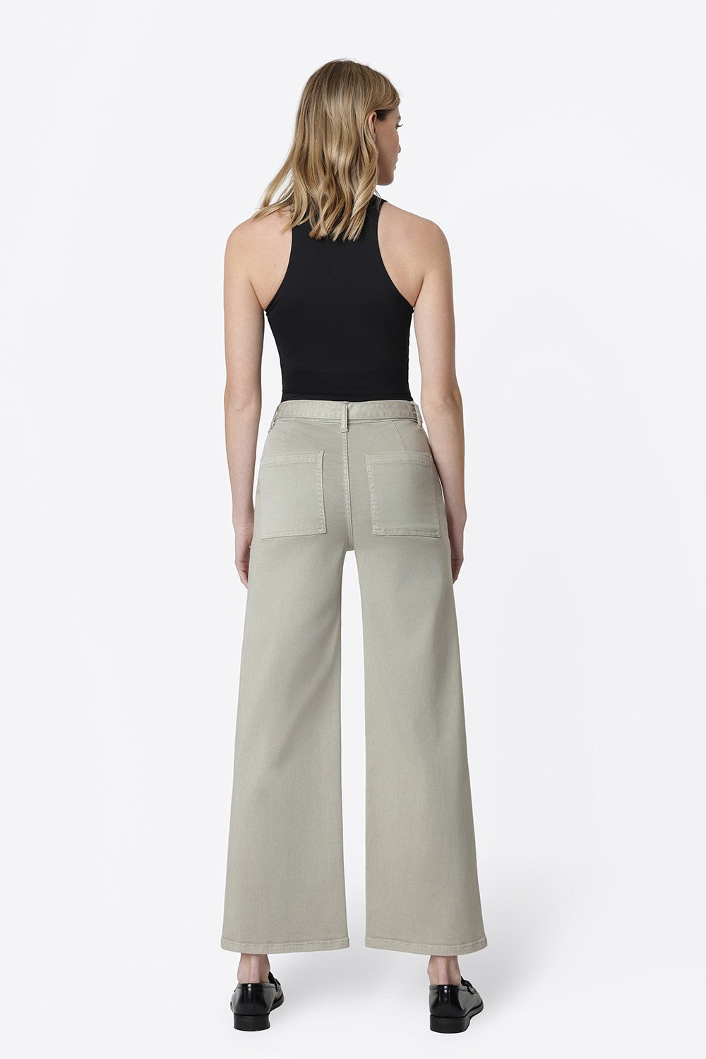 Lovervet Super High Rise Olive Stone Self Tie Belt Wide Leg Jeans