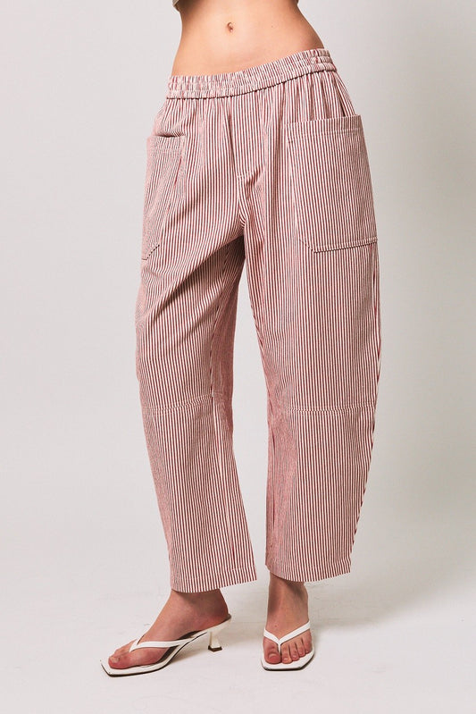 "Gillian" Striped Barrel Pants