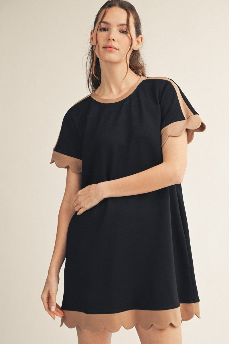 "Jodi" Scallop Trim Dress
