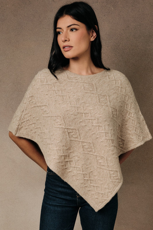 "Millie" Cable Knit Poncho Sweater