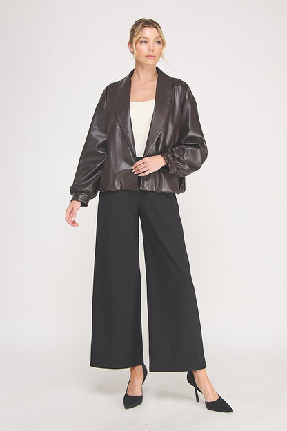 "Censa" Vegan Leather Chocolate Bubble Jacket