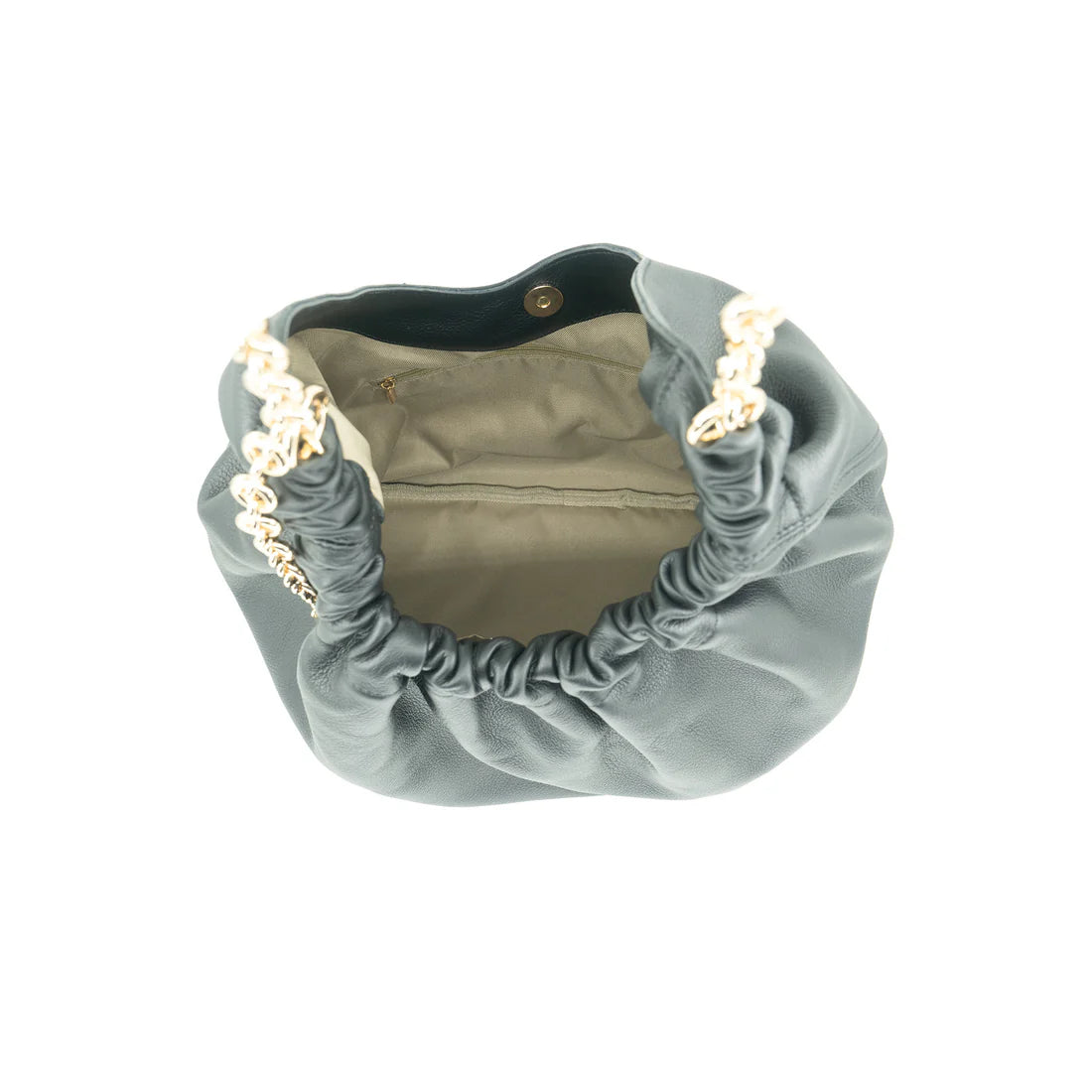 "Bella" Black Genuine Leather Chain Detail Purse