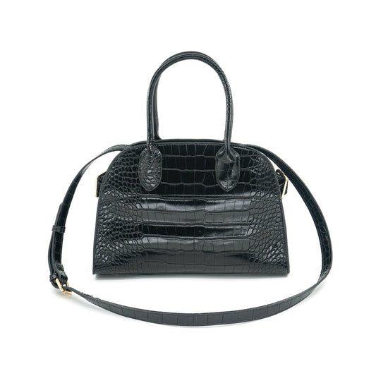 "Jazzy" BC Bags Black Croc Handbag