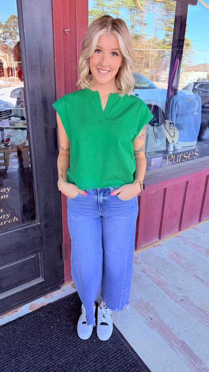 "Marlie" V-Neck Cap Sleeve Top (Multiple Colors)