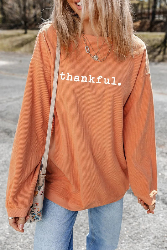"Thankful" Ribbed Sweatshirt