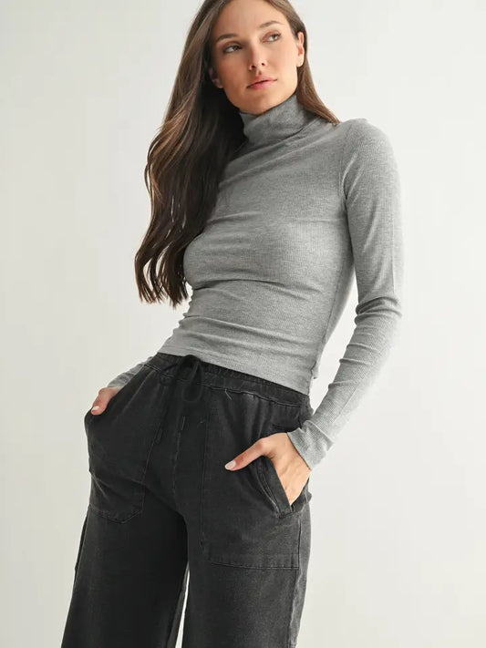 MONO B Micro Ribbed Long Sleeve Turtleneck (multiple colors)