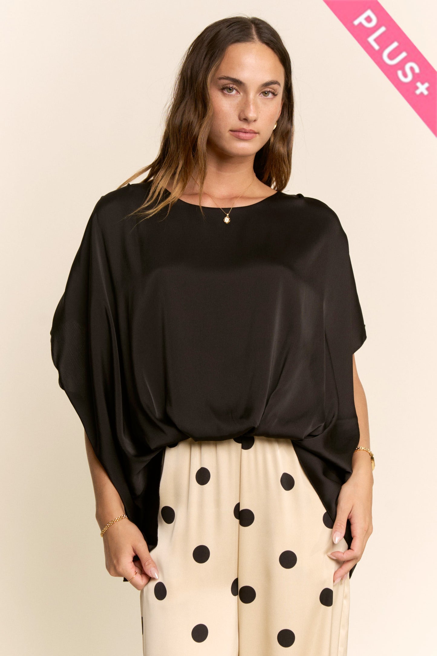 "Val" Satin Knot Round Neck Top